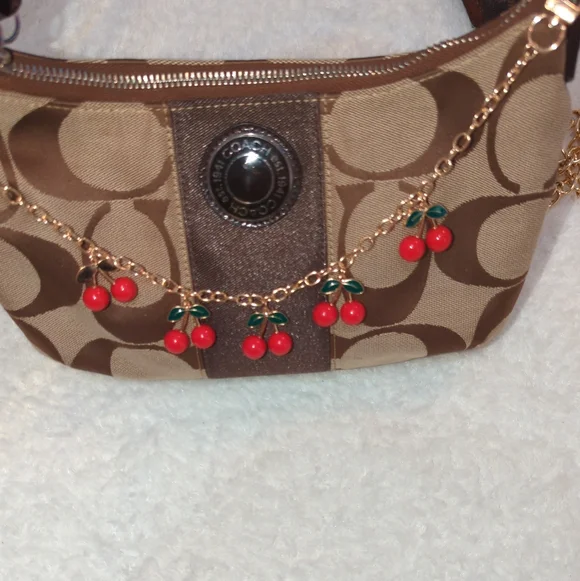 Cherry Charm Gold-Tone Chain Strap - Red & Green - Picture 2 of 3